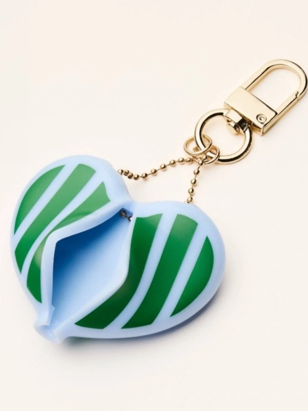 Kate Spade Green and Light Blue Heart Keychain -NEW